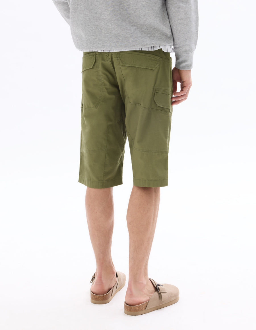 Celio* Regular Fit-100% Cotton Cargo Bermuda-Olive/Khaki