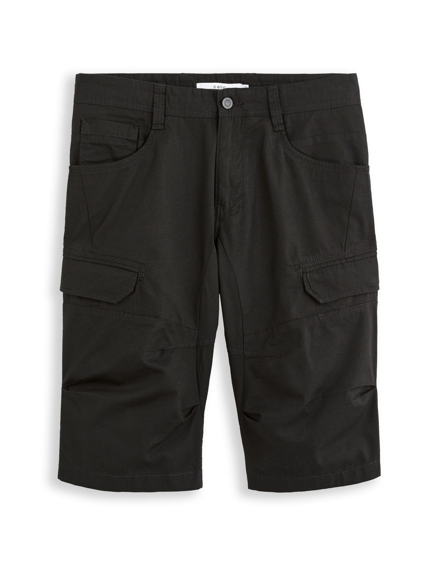 Celio* Cotton Regular Fit Black Shorts