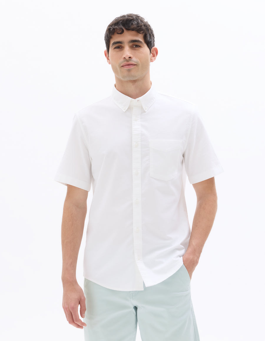 Celio* Men White Solid Regular Fit Cotton Casual Shirt