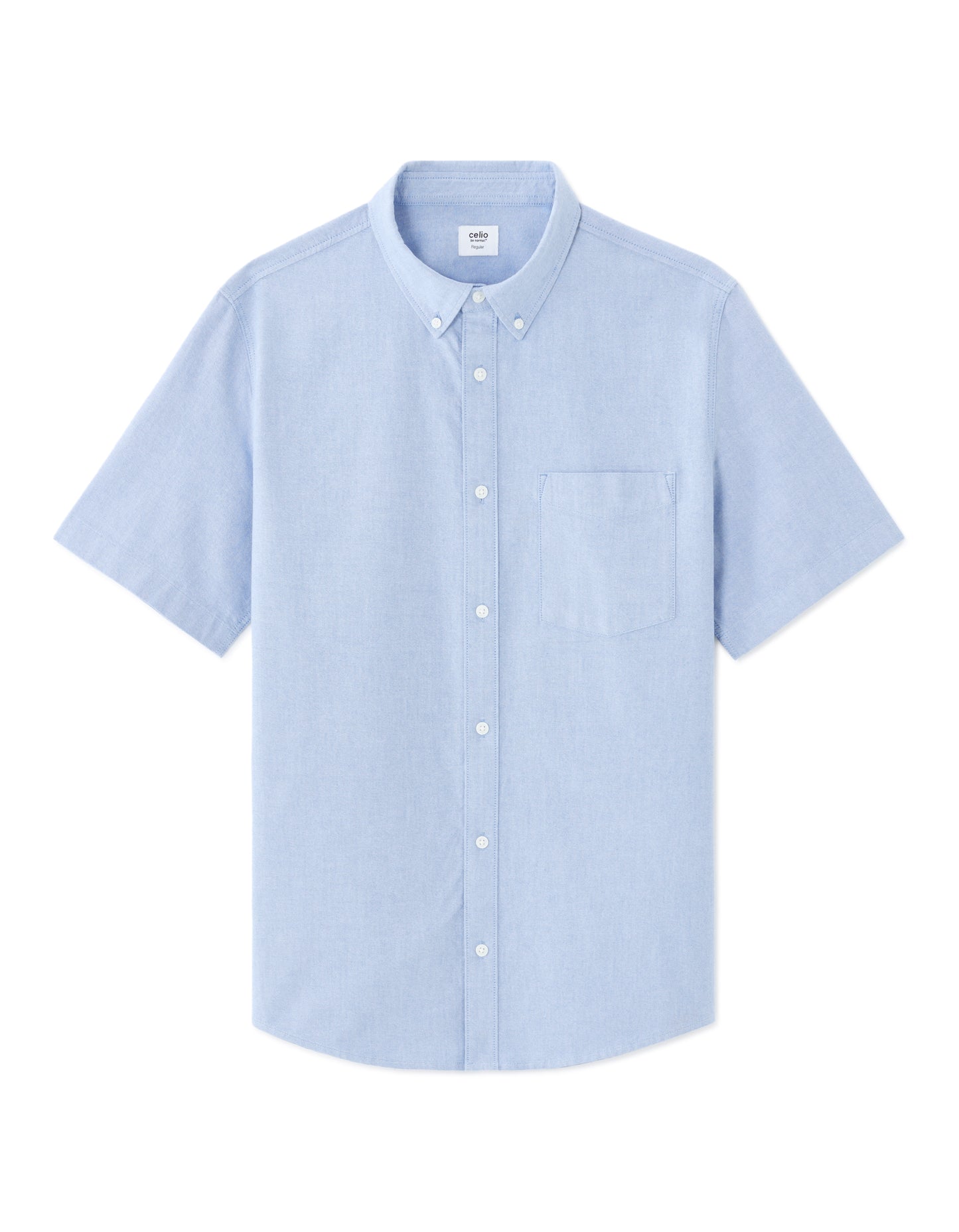 Celio* Men Blue Solid Regular Fit Cotton Casual Shirt
