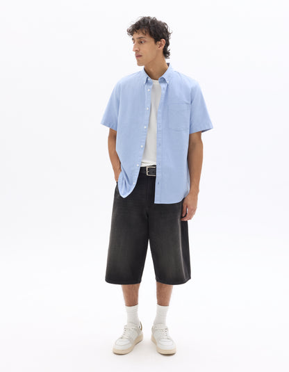 Celio* Men Blue Solid Regular Fit Cotton Casual Shirt