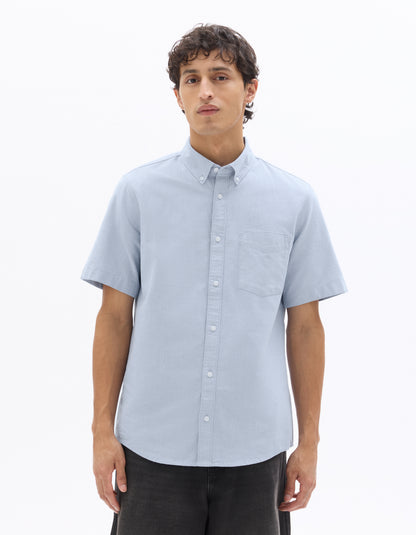 Celio* Men Blue Solid Regular Fit Cotton Casual Shirt