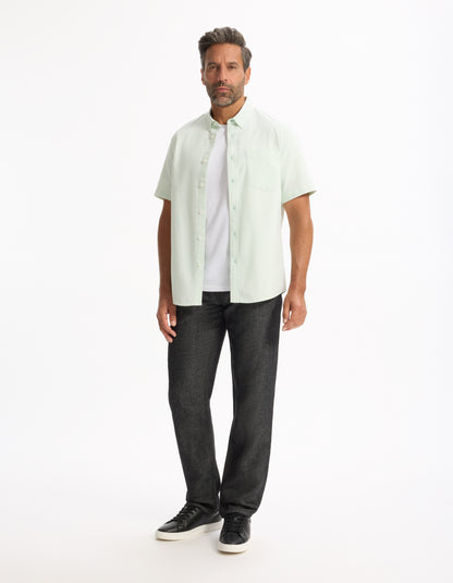 Celio* Men Green Solid Regular Fit Cotton Casual Shirt