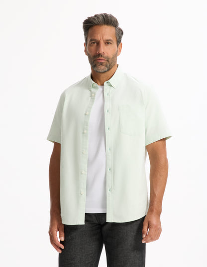 Celio* Men Green Solid Regular Fit Cotton Casual Shirt