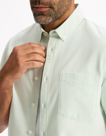 Celio* Men Green Solid Regular Fit Cotton Casual Shirt