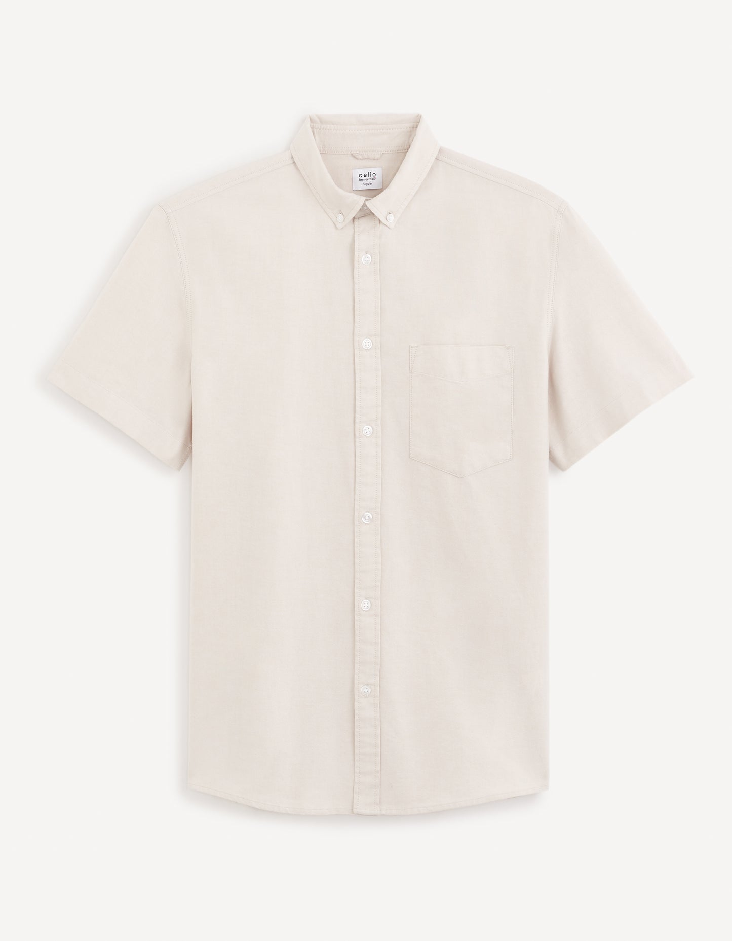 Celio* Men Beige Solid Regular Fit Cotton Casual Shirt