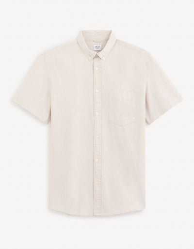 Celio* Men Beige Solid Regular Fit Cotton Casual Shirt