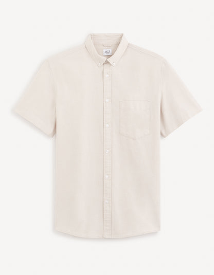 Celio* Men Beige Solid Regular Fit Cotton Casual Shirt