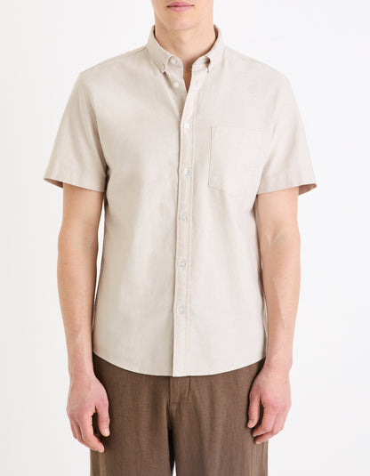 Celio* Men Beige Solid Regular Fit Cotton Casual Shirt