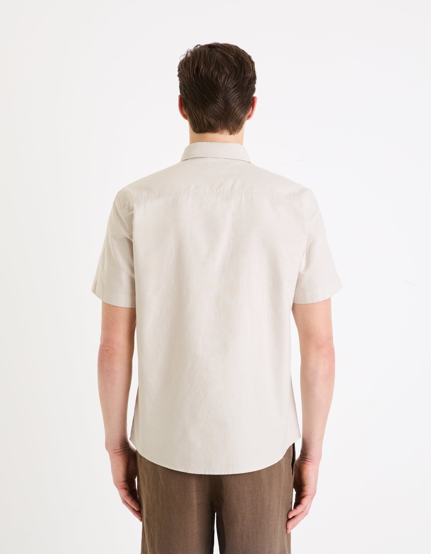 Celio* Men Beige Solid Regular Fit Cotton Casual Shirt