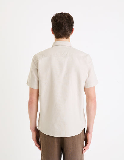 Celio* Men Beige Solid Regular Fit Cotton Casual Shirt