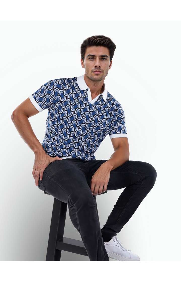 Celio* Cotton Blue Men Regular Fit Printed T-Shirt