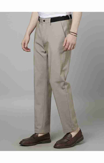 Beige Slim Fit Trousers