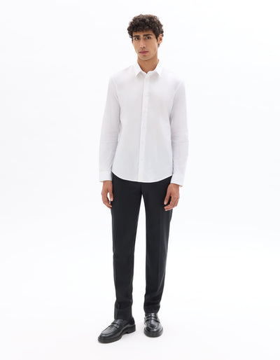 Celio Solid Regular Fit Cotton-Poly-Blend White Shirts