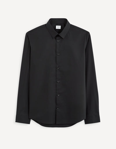 Celio Solid Regular Fit Cotton-Poly-Blend Black Shirts