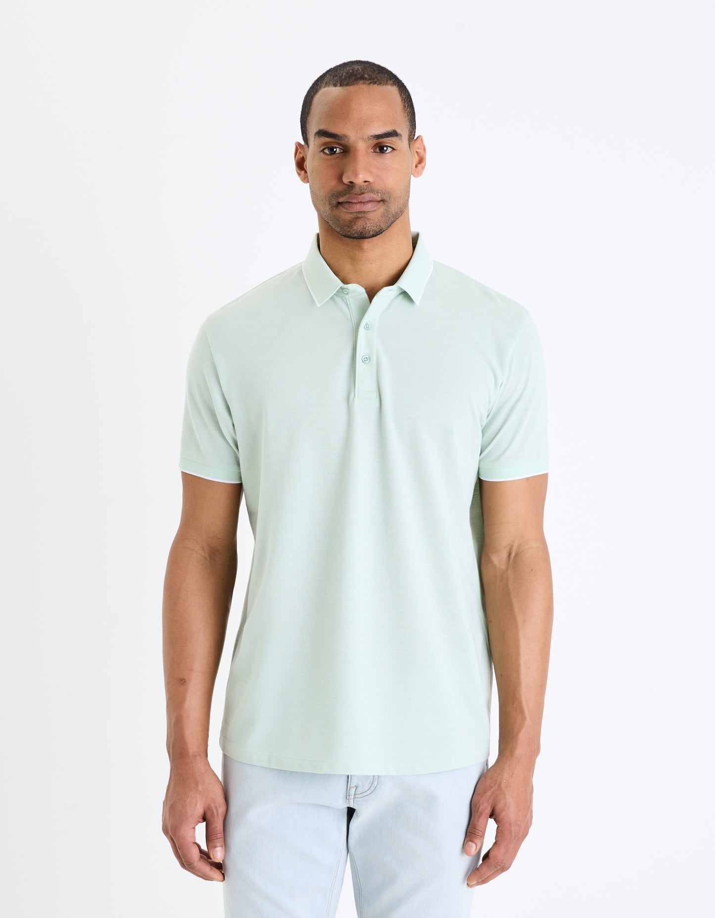 Green Solid Cotton Polo