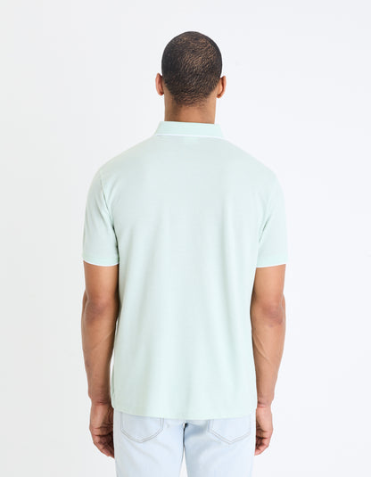 Green Solid Cotton Polo