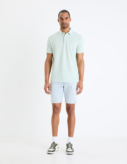 Green Solid Cotton Polo