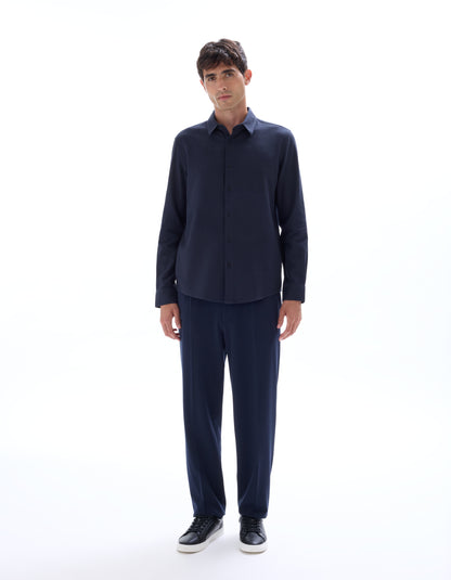 Celio* Regular Fit Solid Navy Blue Men Cotton Shirts