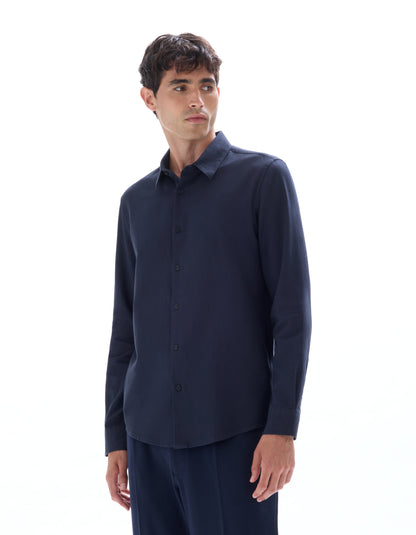 Celio* Regular Fit Solid Navy Blue Men Cotton Shirts