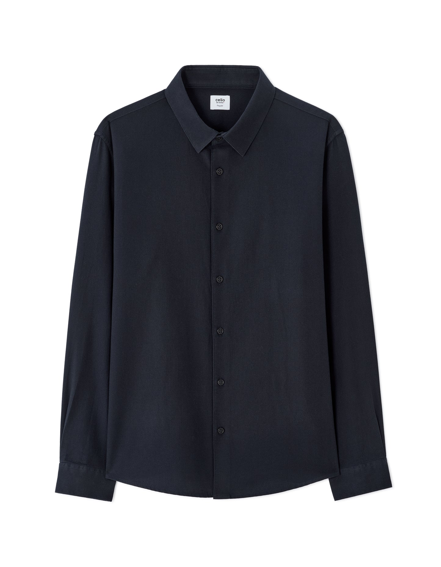 Celio* Regular Fit Solid Navy Blue Men Cotton Shirts