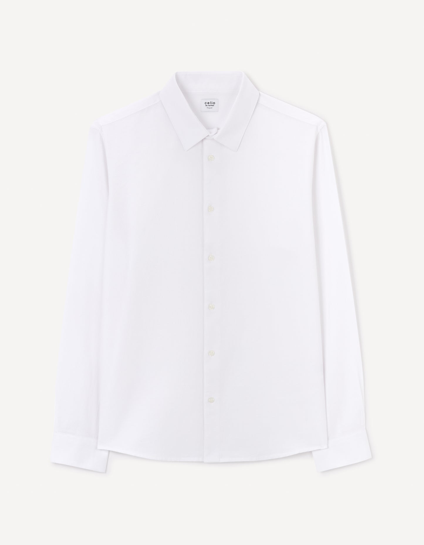 Celio* Cotton White Men Regular Fit Solid Shirts