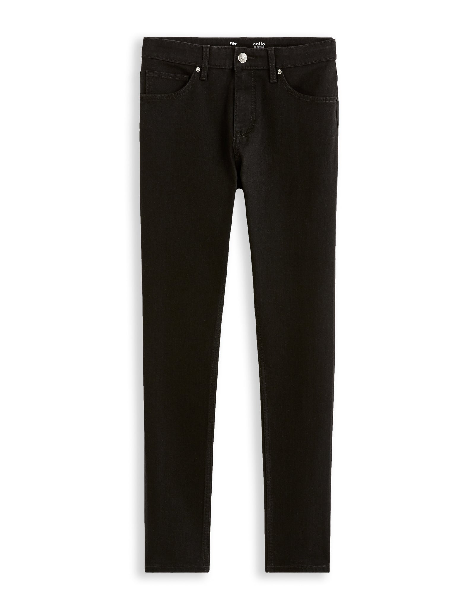 Celio* Men Solid Slim Fit  Black Cotton Jeans