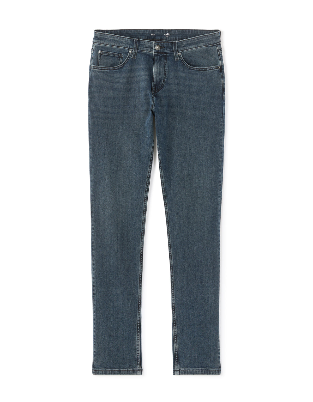 Slim Fit 100% Cotton Solid Jeans - Navy Blue