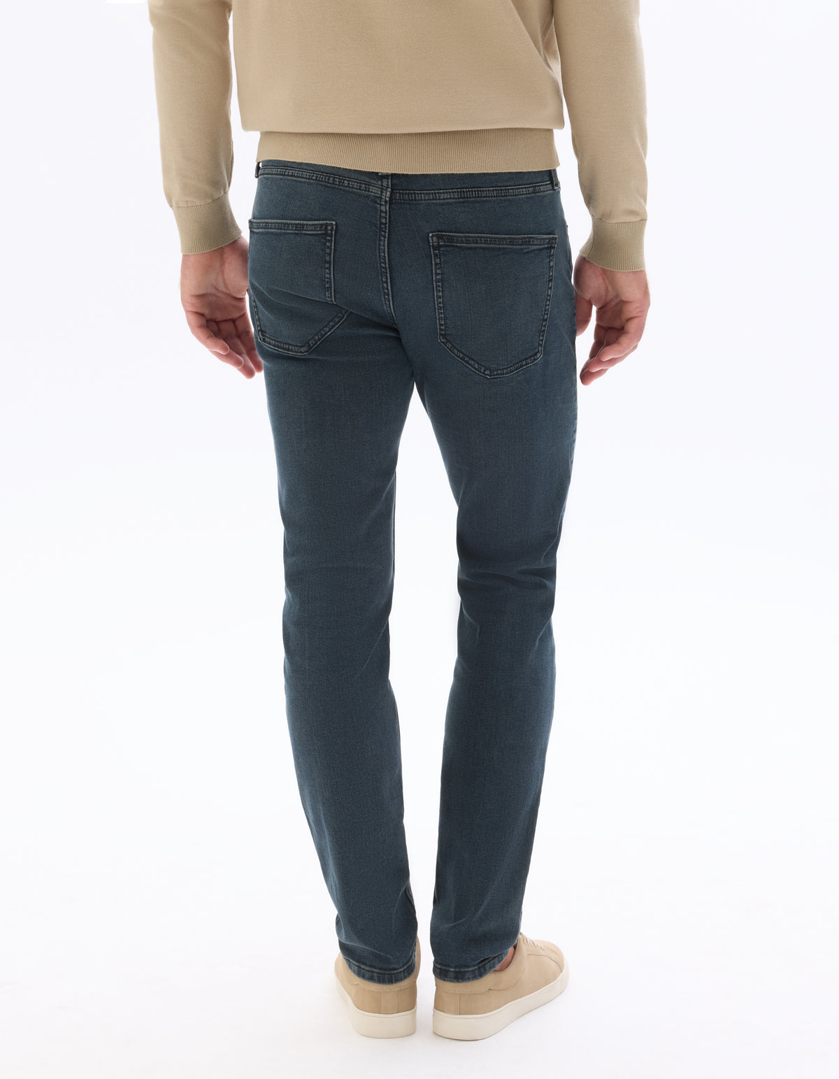 Slim Fit 100% Cotton Solid Jeans - Navy Blue