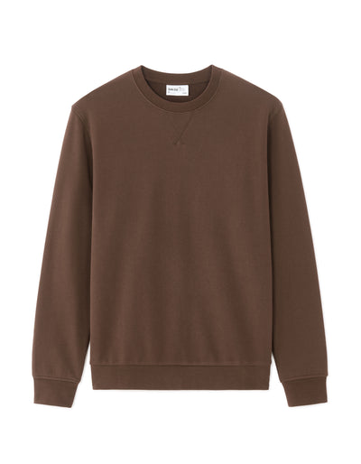 Regular Fit 100% Cotton Round Neck Sweatshirt - Brown