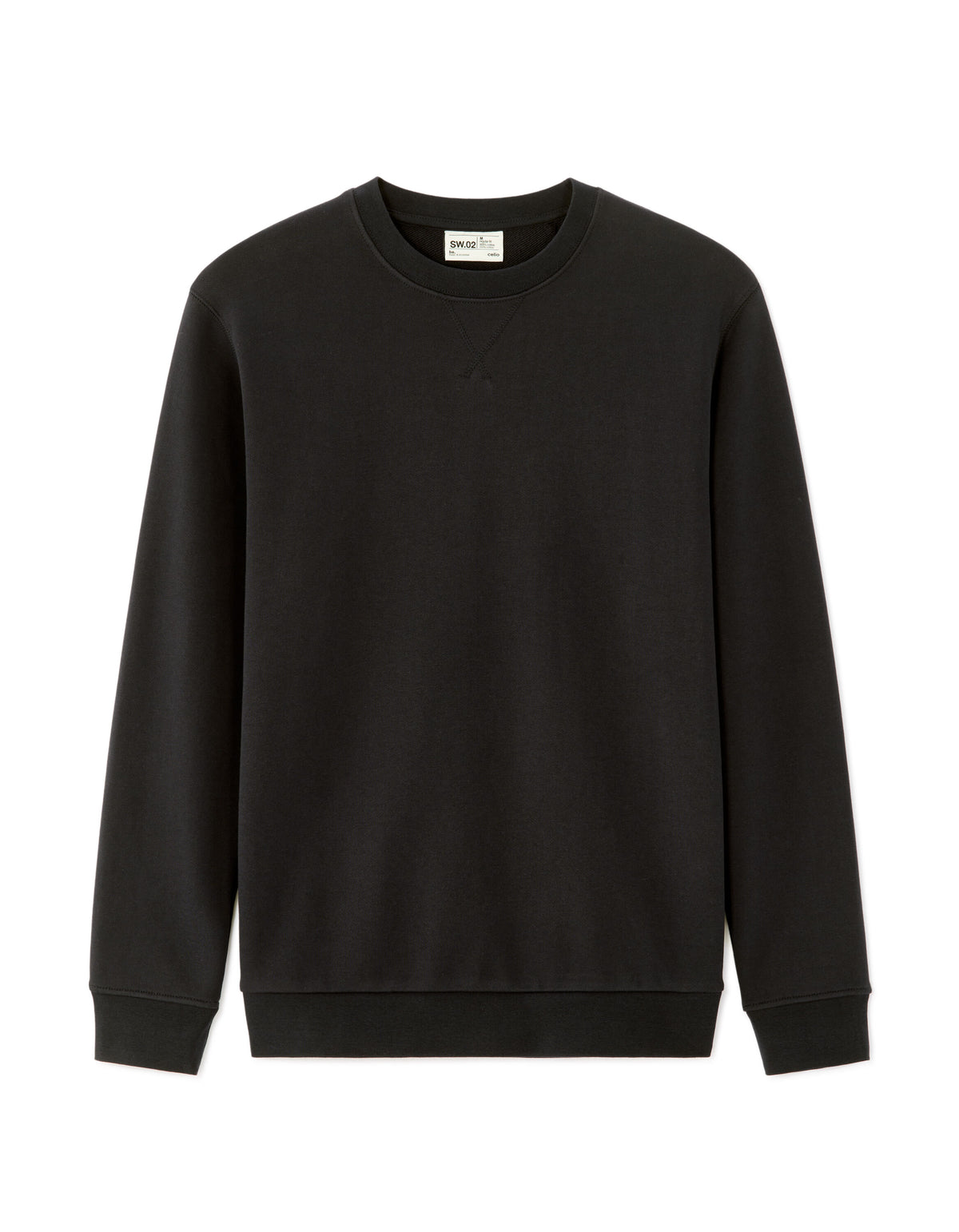 Regular Fit 100% Cotton Crew Neck Sweater - Black