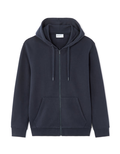 Regular Fit 100% Cotton Solid Hooded Sweatshirts - Navy Blue