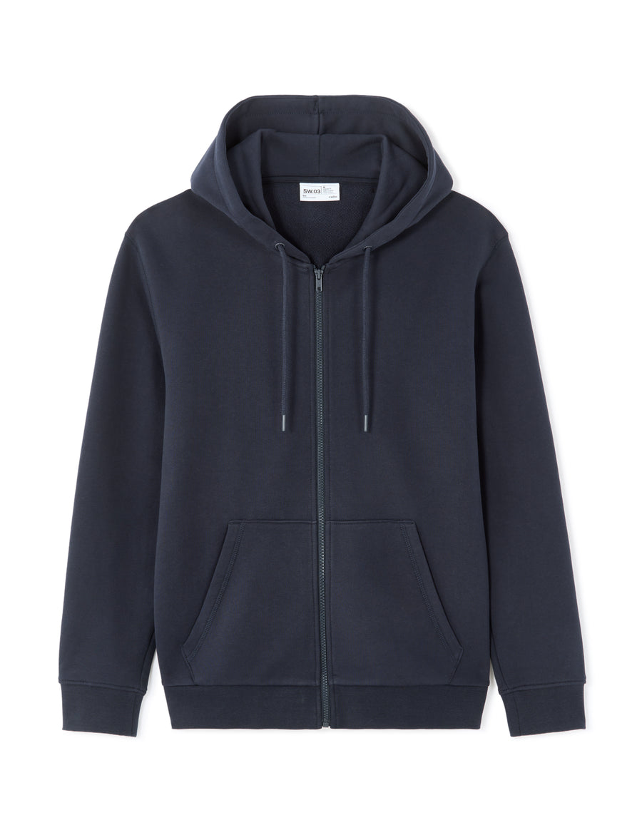 Regular Fit 100% Cotton Solid Hooded Sweatshirts - Navy Blue