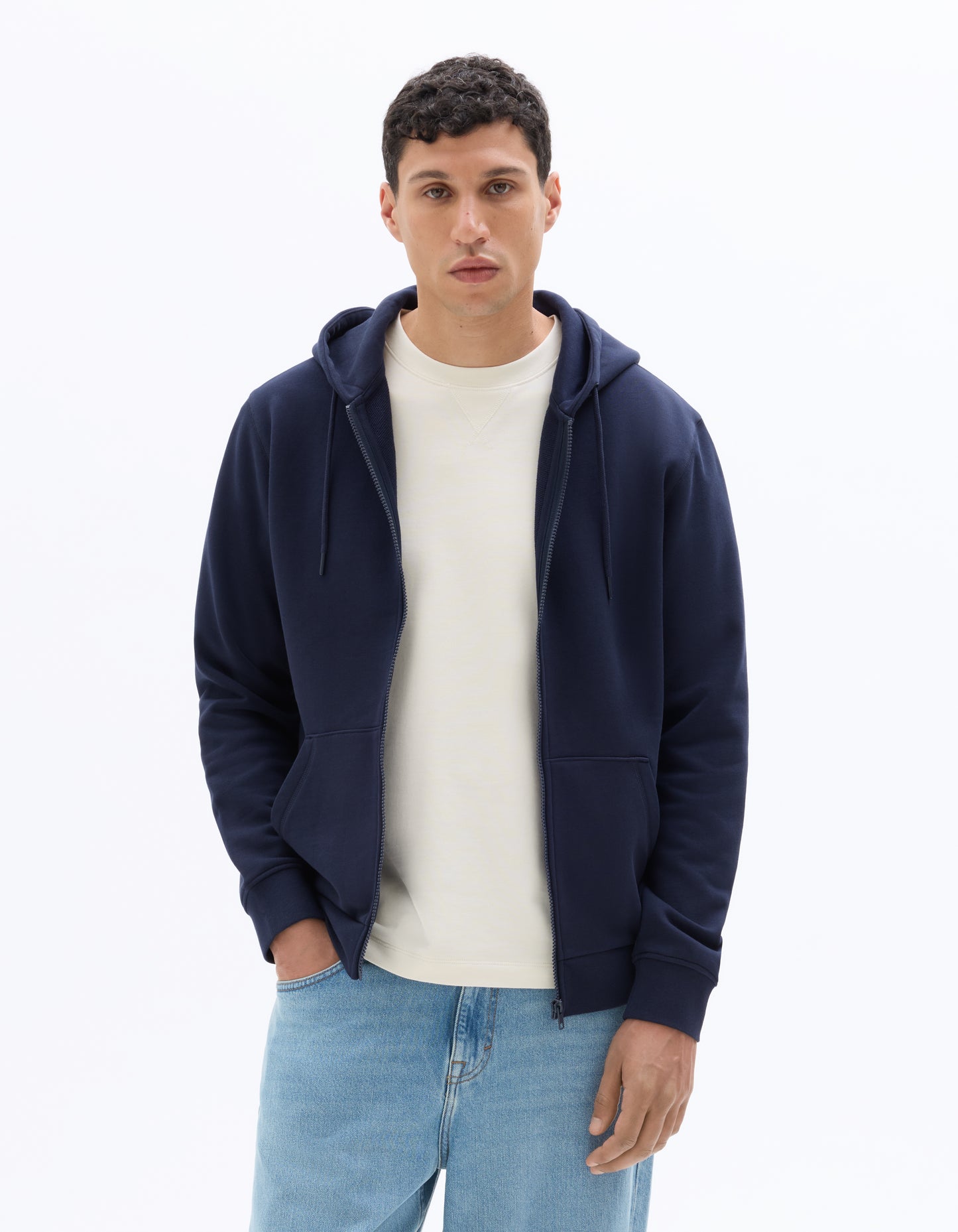 Regular Fit 100% Cotton Solid Hooded Sweatshirts - Navy Blue