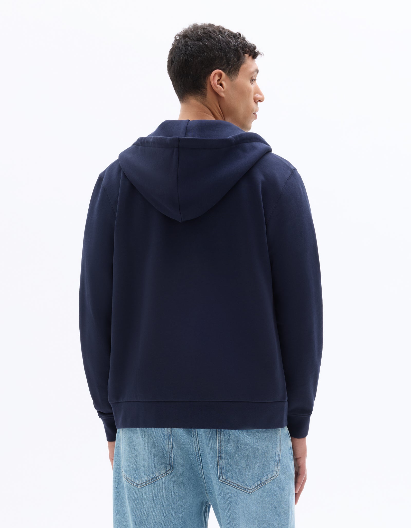 Regular Fit 100% Cotton Solid Hooded Sweatshirts - Navy Blue