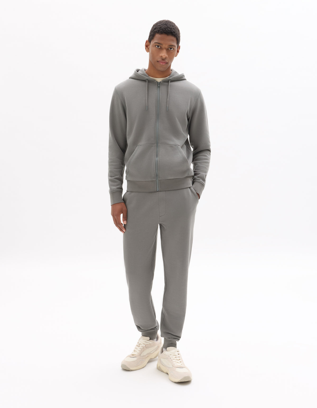 Regular Fit 100% Cotton Solid Hooded Sweatshirt - Grey