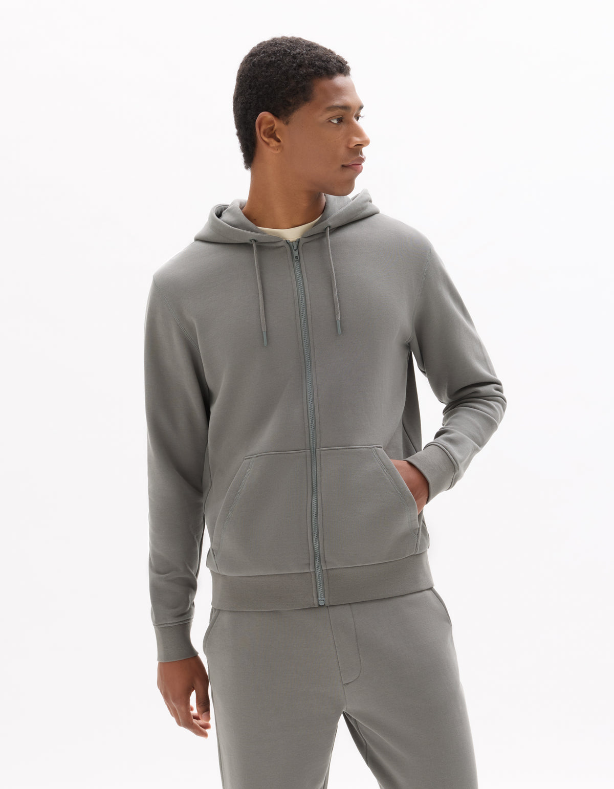 Regular Fit 100% Cotton Solid Hooded Sweatshirt - Grey