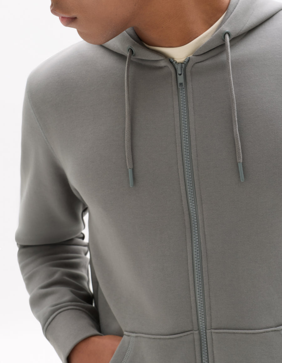 Regular Fit 100% Cotton Solid Hooded Sweatshirt - Grey