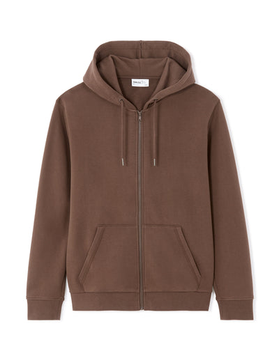 Regular Fit 100% Cotton Solid Hooded Sweatshirts - Brown