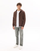 Regular Fit 100% Cotton Solid Hooded Sweatshirts - Brown