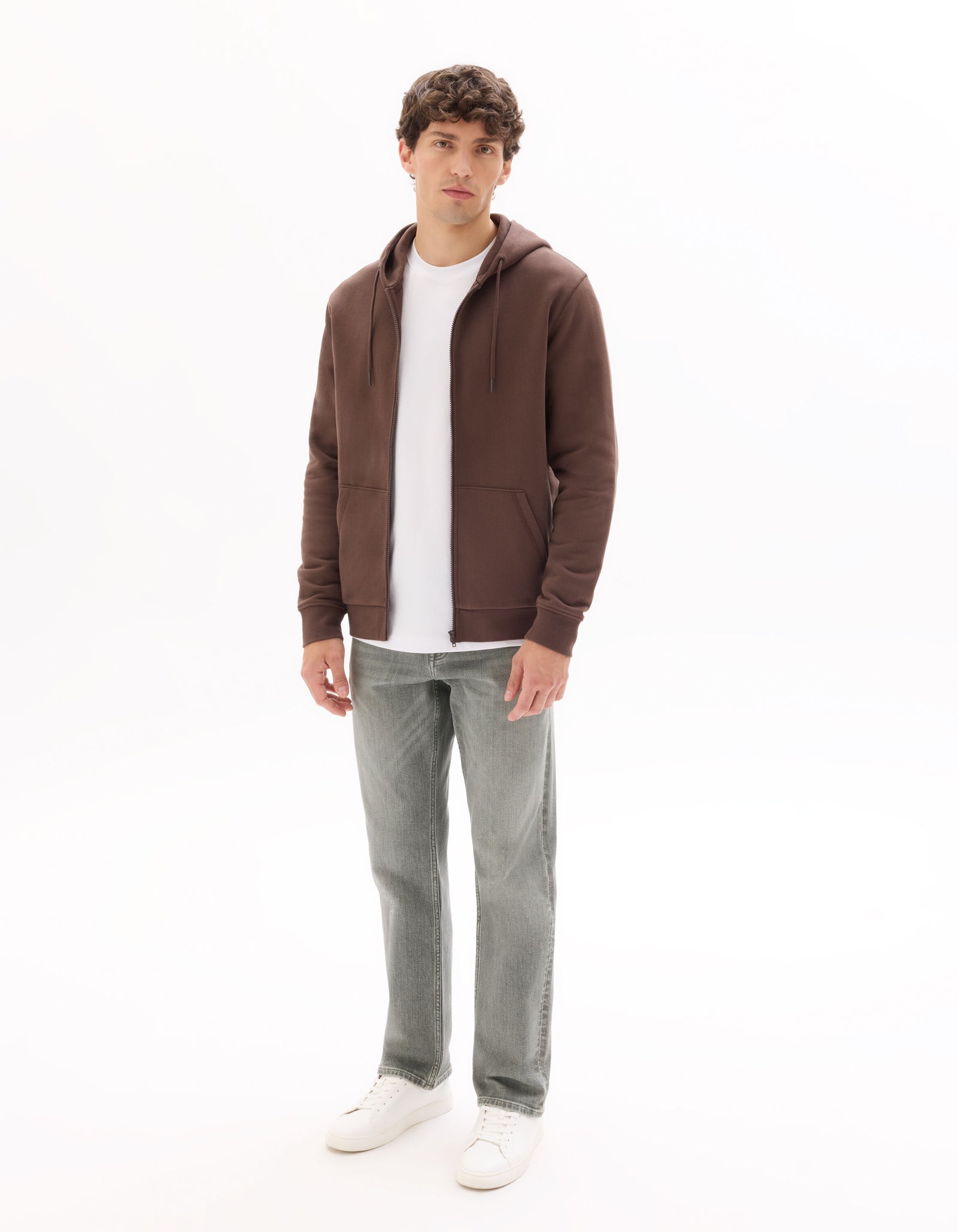 Regular Fit 100% Cotton Solid Hooded Sweatshirts - Brown