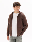 Regular Fit 100% Cotton Solid Hooded Sweatshirts - Brown