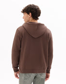 Regular Fit 100% Cotton Solid Hooded Sweatshirts - Brown