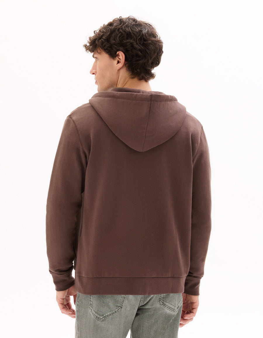 Regular Fit 100% Cotton Solid Hooded Sweatshirts - Brown