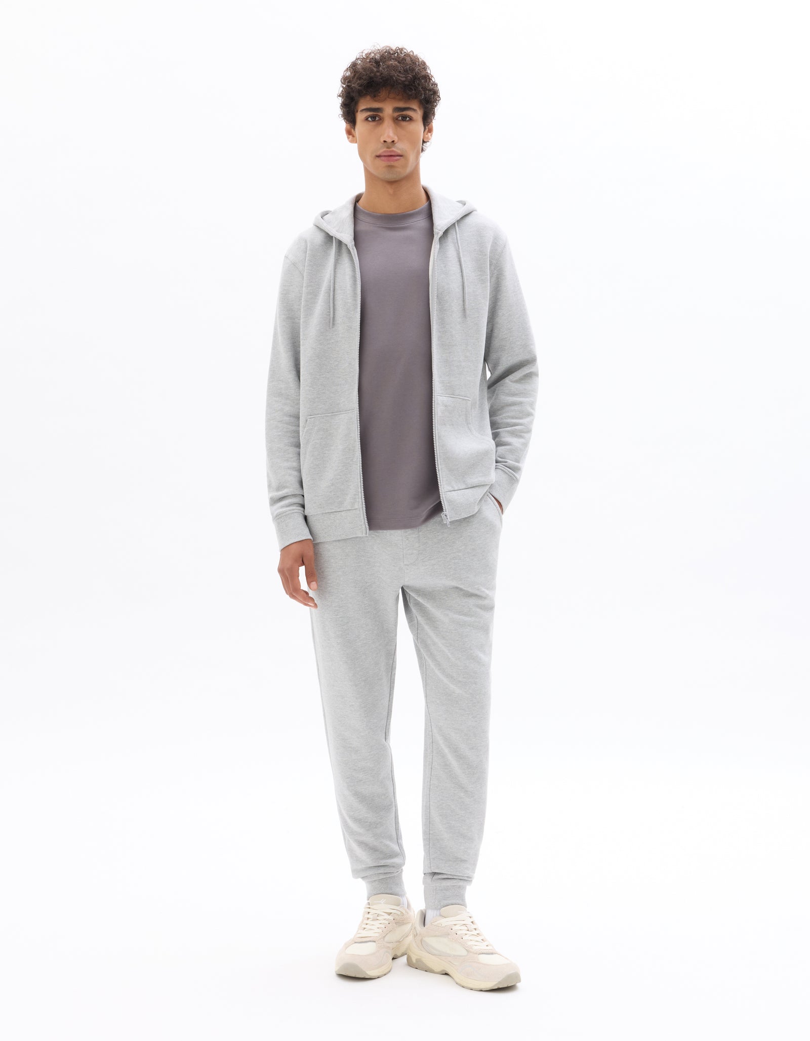 Regular Fit 100% Cotton Solid Hooded Sweatshirts - Grey