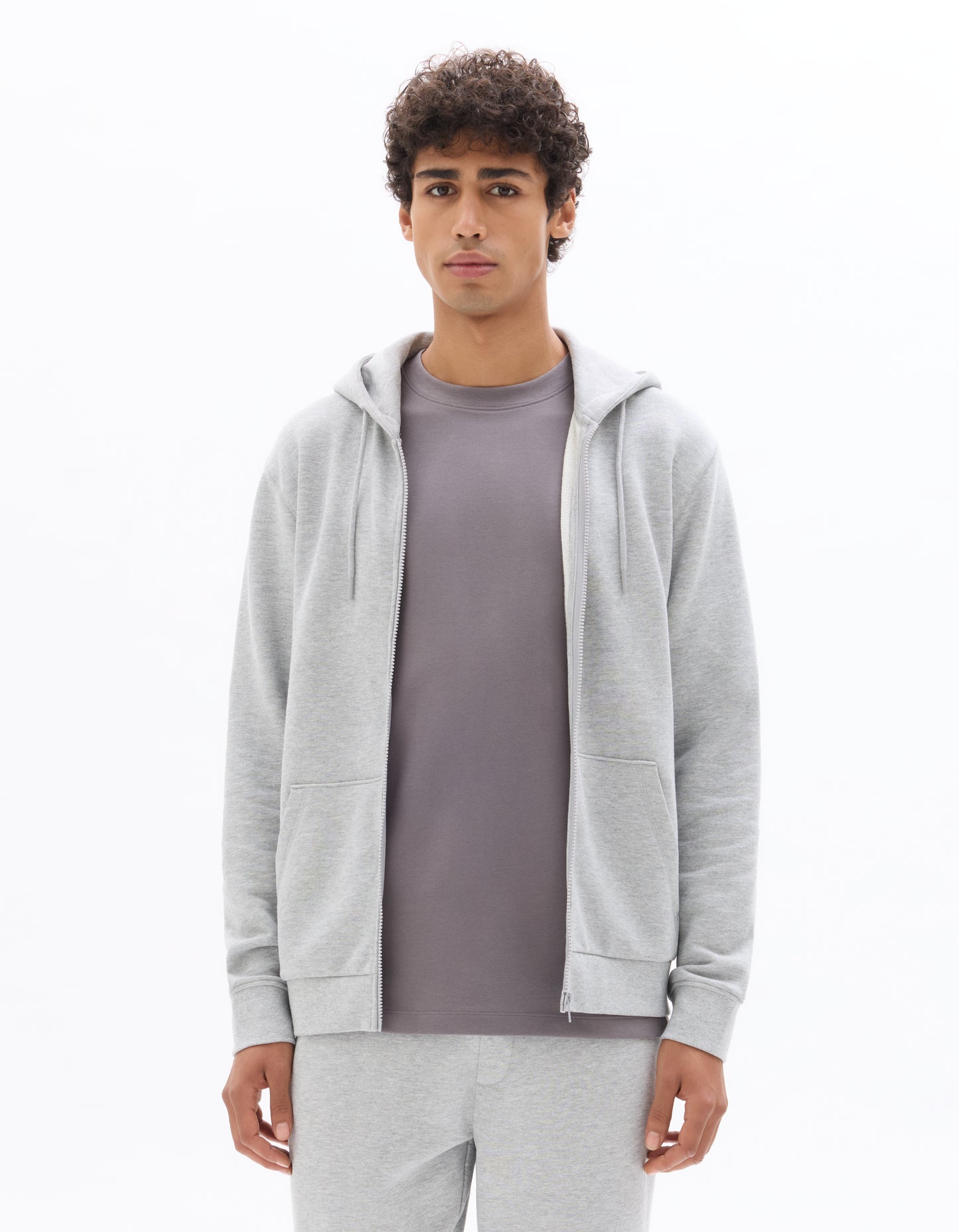 Regular Fit 100% Cotton Solid Hooded Sweatshirts - Grey