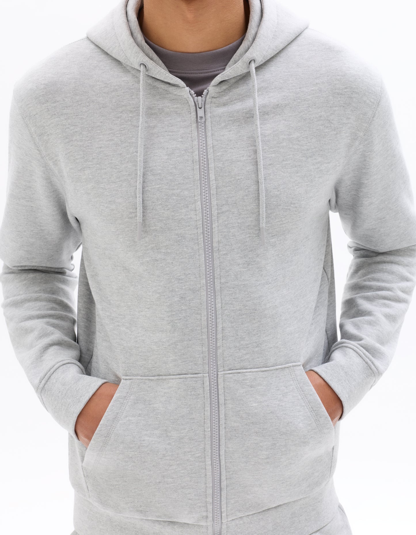 Regular Fit 100% Cotton Solid Hooded Sweatshirts - Grey