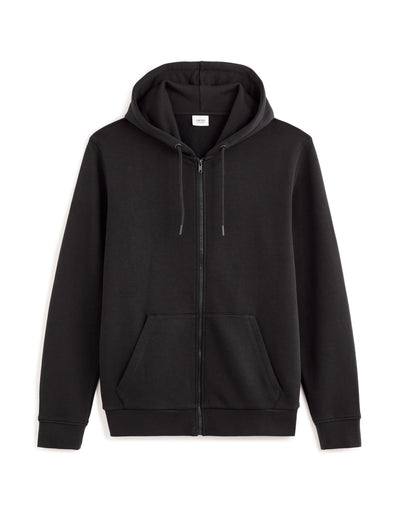 Regular Fit 100% Cotton Solid Hooded Sweatshirts - Black