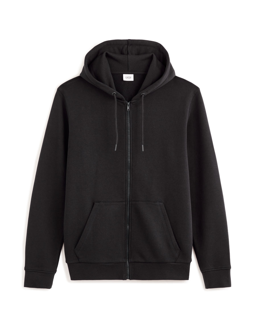 Regular Fit 100% Cotton Solid Hooded Sweatshirts - Black