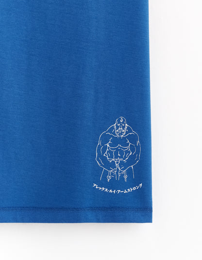 Full Metal Alchemist - Blue Printed Cotton T-Shirt